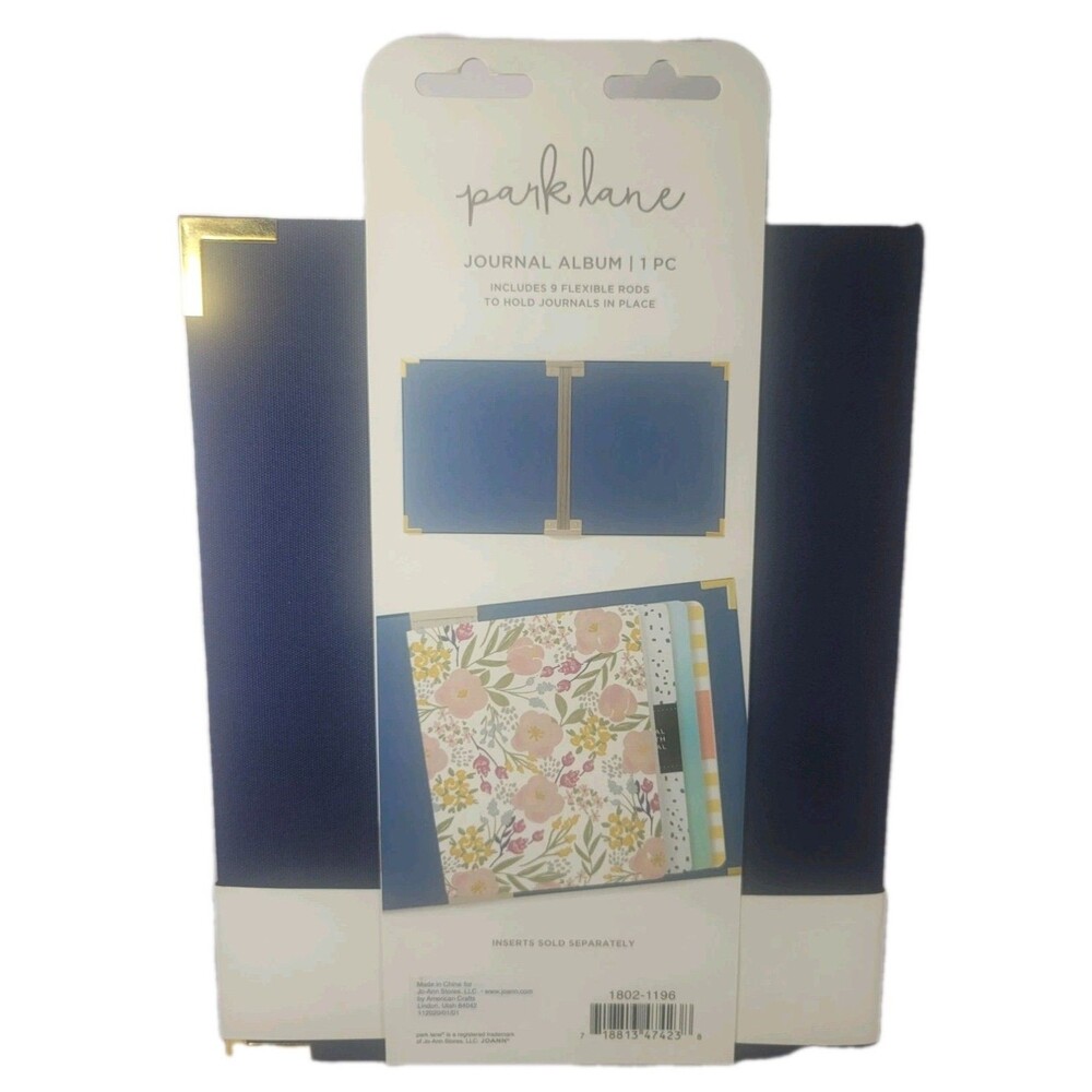 Park Lane Journal Album With 9 flexible Rods For journal Inserts, Navy With Gold